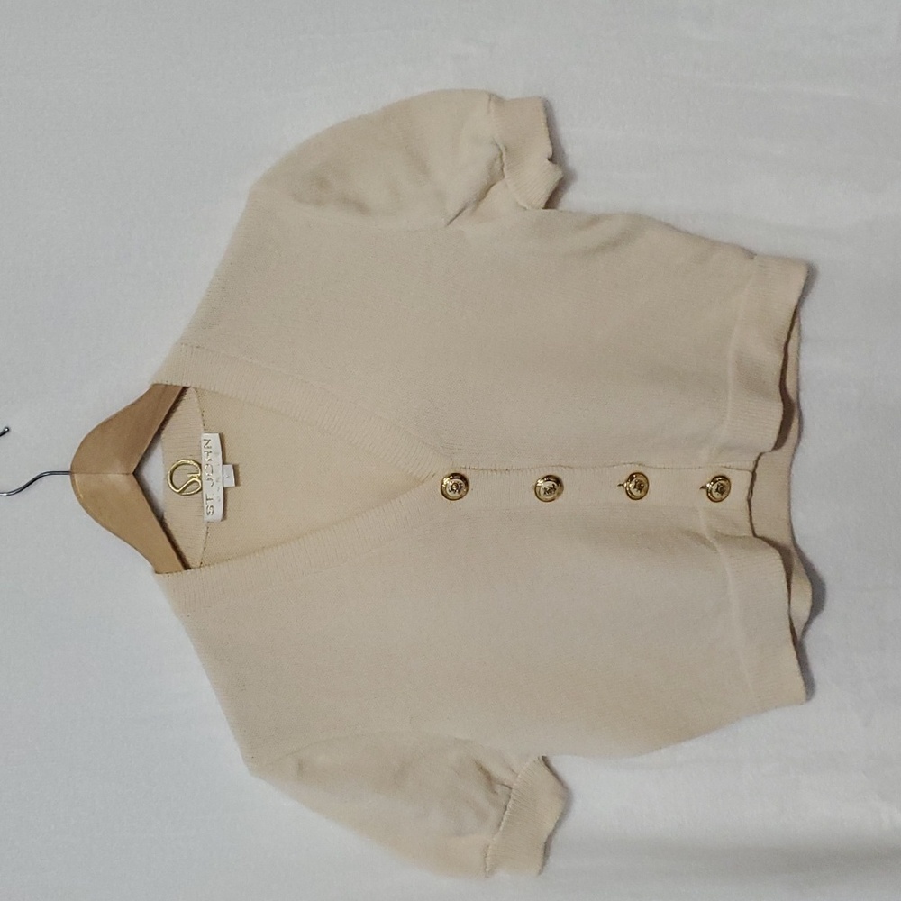 ST. JOHN Basics Button Down Short Sleeve Cardigan Size P (Small)